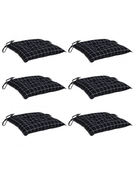 Cuscini per Sedia 6 pz Motivo a Quadri Nero 40x40x7 cm Tessuto