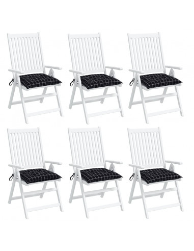 Cuscini per Sedia 6 pz Motivo a Quadri Nero 40x40x7 cm Tessuto