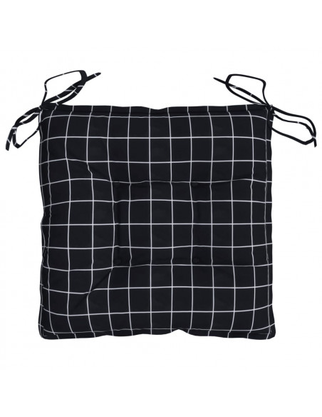 Cuscini per Sedia 6 pz Motivo a Quadri Nero 40x40x7 cm Tessuto