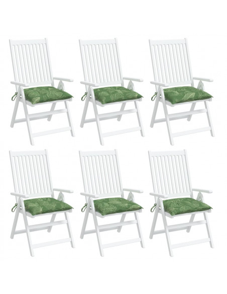 Cuscini per Sedia 6 pz Motivo a Foglie 40x40x7 cm in Tessuto