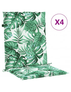 Cuscini per Sedia Schienale Basso 4 pz Motivo Foglie in Tessuto 2