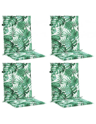 Cuscini per Sedia Schienale Basso 4 pz Motivo Foglie in Tessuto