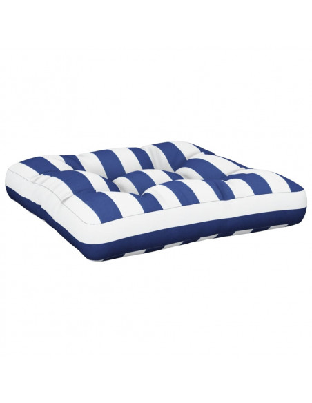 Cuscino Pallet Strisce Bianche Blu 60x61,5x10 cm Tessuto Oxford