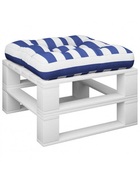 Cuscino Pallet Strisce Bianche Blu 60x61,5x10 cm Tessuto Oxford