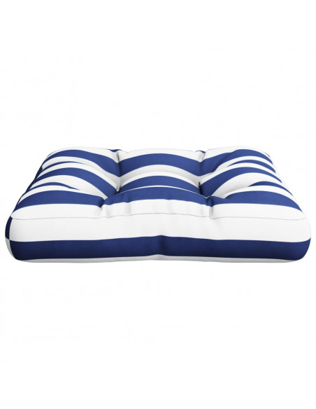 Cuscino Pallet Strisce Bianche Blu 60x61,5x10 cm Tessuto Oxford