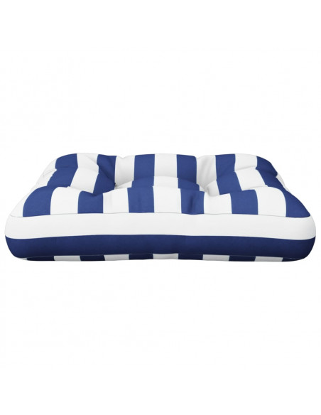 Cuscino Pallet Strisce Bianche Blu 60x61,5x10 cm Tessuto Oxford