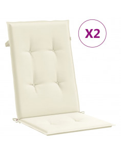 Cuscini per Sedie 2 pz Crema 120x50x3 cm in Tessuto 2