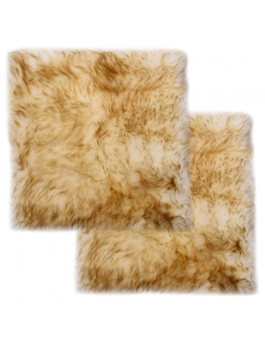 Cuscini Sedie 2pz Melange Marrone 40x40cm Vera Pelle di Montone