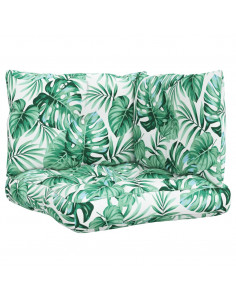 Cuscini per Pallet 3 pz Motivo a Foglie Tessuto 2