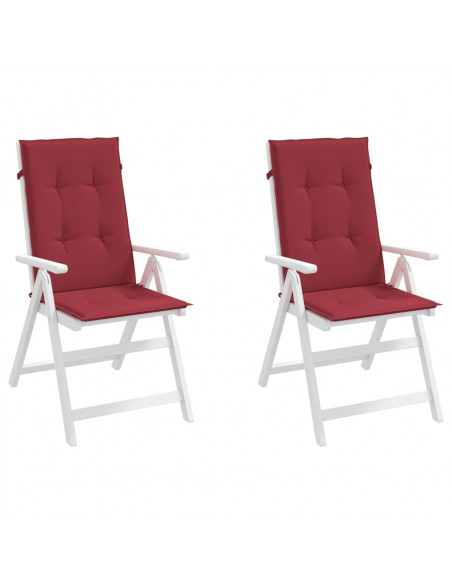 Cuscini per Sedie 2 pz Rosso Vino 120x50x3 cm in Tessuto