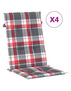 Cuscini per Sedie 4 pz Rossi a Quadri 120x50x3 cm in Tessuto 2