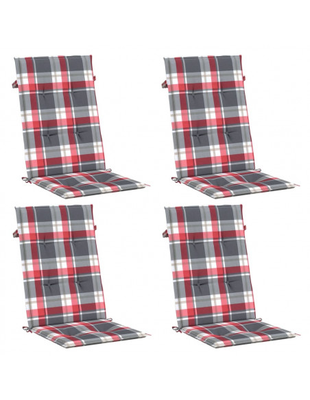 Cuscini per Sedie 4 pz Rossi a Quadri 120x50x3 cm in Tessuto