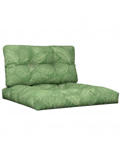 Cuscini per Pallet 2 pz Motivo a Foglie Tessuto 2