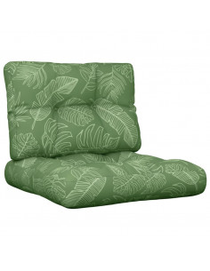 Cuscini per Pallet 2 pz Motivo a Foglie Tessuto 2