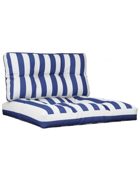 Cuscini per Pallet 2 pz Strisce Blu e Bianche in Tessuto