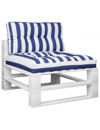Cuscini per Pallet 2 pz Strisce Blu e Bianche in Tessuto
