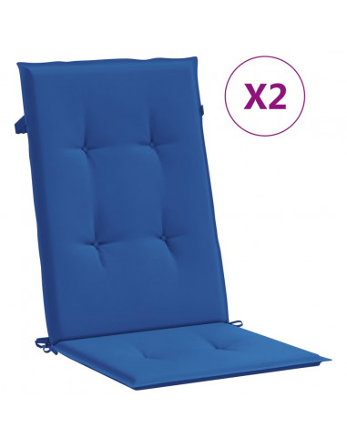 Cuscini per Sedie 2 pz Blu Reale 120x50x3 cm in Tessuto
