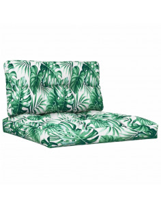 Cuscini per Pallet 2 pz Motivo a Foglie Tessuto 2