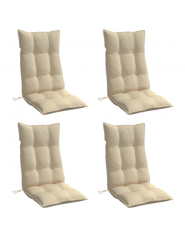 Cuscini per Sedia con Schienale Alto 4 pz Beige Tessuto Oxford