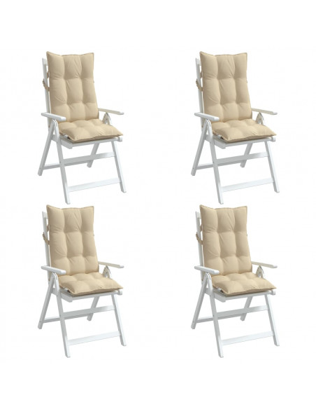 Cuscini per Sedia con Schienale Alto 4 pz Beige Tessuto Oxford