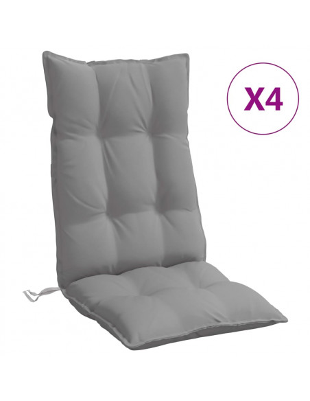 Cuscini per Sedia Schienale Alto 4 pz Grigio Tessuto Oxford