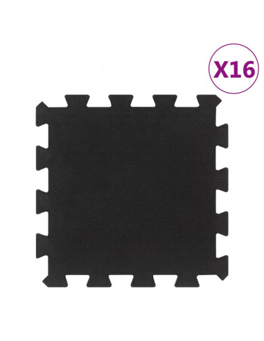 Piastrelle per Pavimenti in Gomma 16 pz Nere 16 mm 30x30 cm