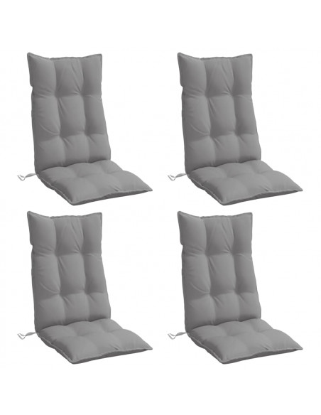 Cuscini per Sedia Schienale Alto 4 pz Grigio Tessuto Oxford