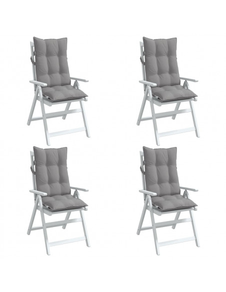 Cuscini per Sedia Schienale Alto 4 pz Grigio Tessuto Oxford