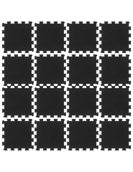 Piastrelle per Pavimenti in Gomma 16 pz Nere 16 mm 30x30 cm