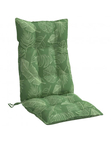 Cuscini Sedia Schienale Alto 2 pz Motivo Foglie Tessuto Oxford