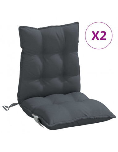 Cuscini per Sedie Schienali Bassi 2 pz Antracite Tessuto Oxford