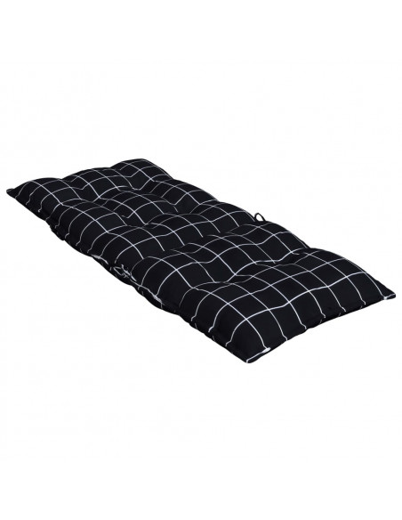 Cuscini Sedia Schienale Alto 6 pz Quadri Nero Tessuto Oxford