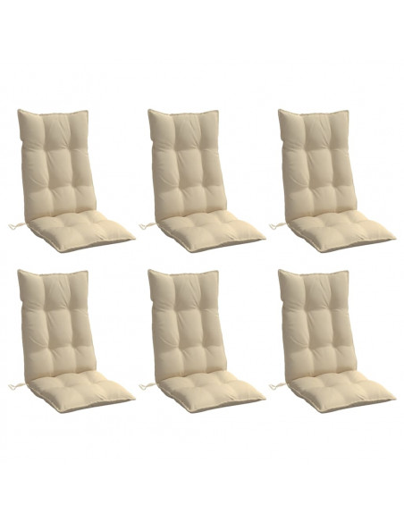 Cuscini per Sedia con Schienale Alto 6 pz Beige Tessuto Oxford