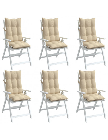 Cuscini per Sedia con Schienale Alto 6 pz Beige Tessuto Oxford