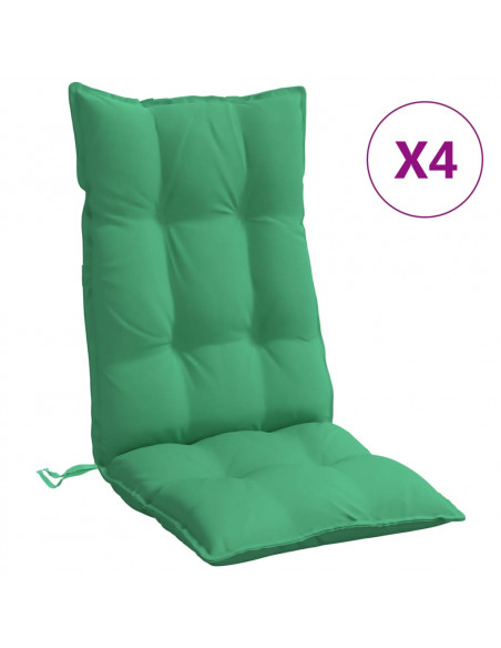 Cuscini per Sedia con Schienale Alto 4 pz Verde Tessuto Oxford