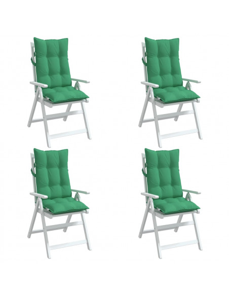 Cuscini per Sedia con Schienale Alto 4 pz Verde Tessuto Oxford