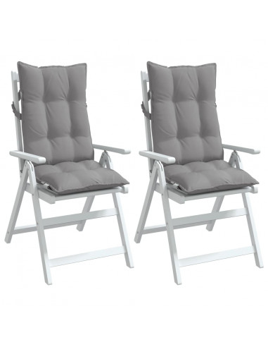 Cuscini per Sedia Schienale Alto 2 pz Grigio Tessuto Oxford