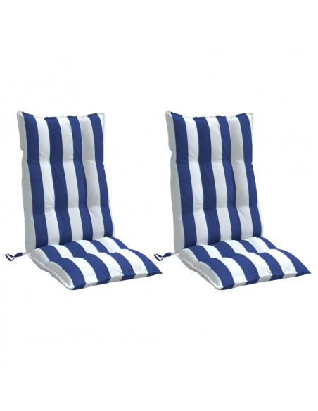 Cuscini Sedia Schienale Alto 2 pz Bianco e Blu Tessuto Oxford