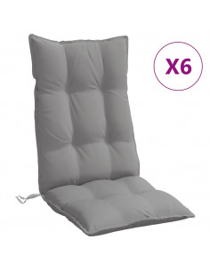 Cuscini per Sedia Schienale Alto 6 pz Grigio Tessuto Oxford 2