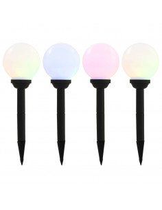 Lampade Solari da Esterni Sferiche 4pz LED RGB 15cm 2