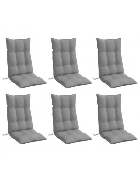 Cuscini per Sedia Schienale Alto 6 pz Grigio Tessuto Oxford