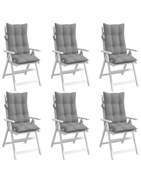 Cuscini per Sedia Schienale Alto 6 pz Grigio Tessuto Oxford