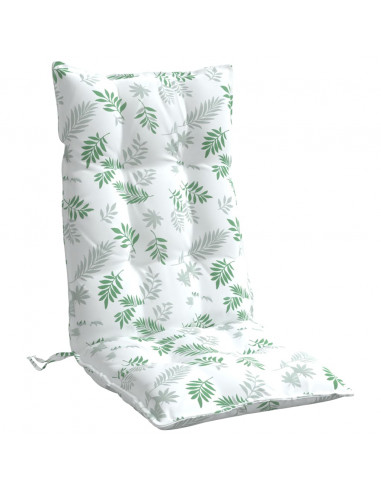 Cuscini Sedia Schienale Alto 6 pz Motivo Foglie Tessuto Oxford