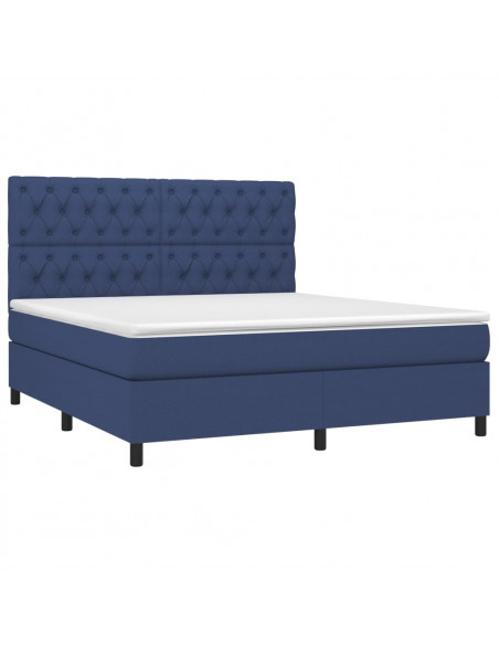 Giroletto a Molle con Materasso Blu 160x200 cm in Tessuto