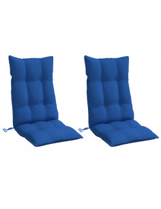 Cuscini Sedia con Schienale Alto 2 pz Blu Reale Tessuto Oxford 2