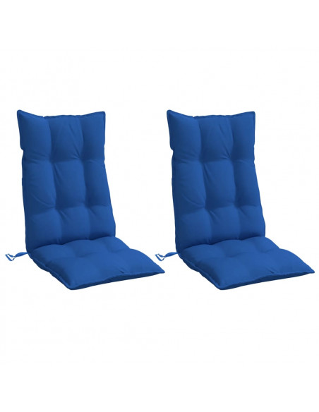 Cuscini Sedia con Schienale Alto 2 pz Blu Reale Tessuto Oxford