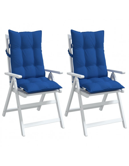 Cuscini Sedia con Schienale Alto 2 pz Blu Reale Tessuto Oxford