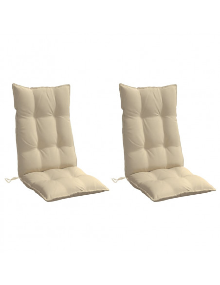 Cuscini per Sedia con Schienale Alto 2 pz Beige Tessuto Oxford