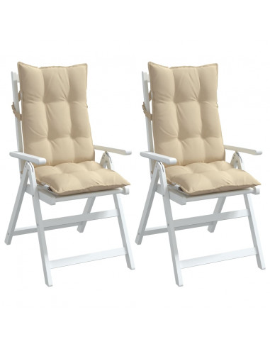 Cuscini per Sedia con Schienale Alto 2 pz Beige Tessuto Oxford