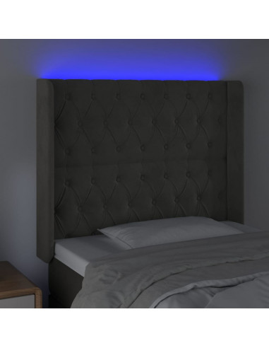 Testiera a LED Grigio Scuro 103x16x118/128cm in Velluto